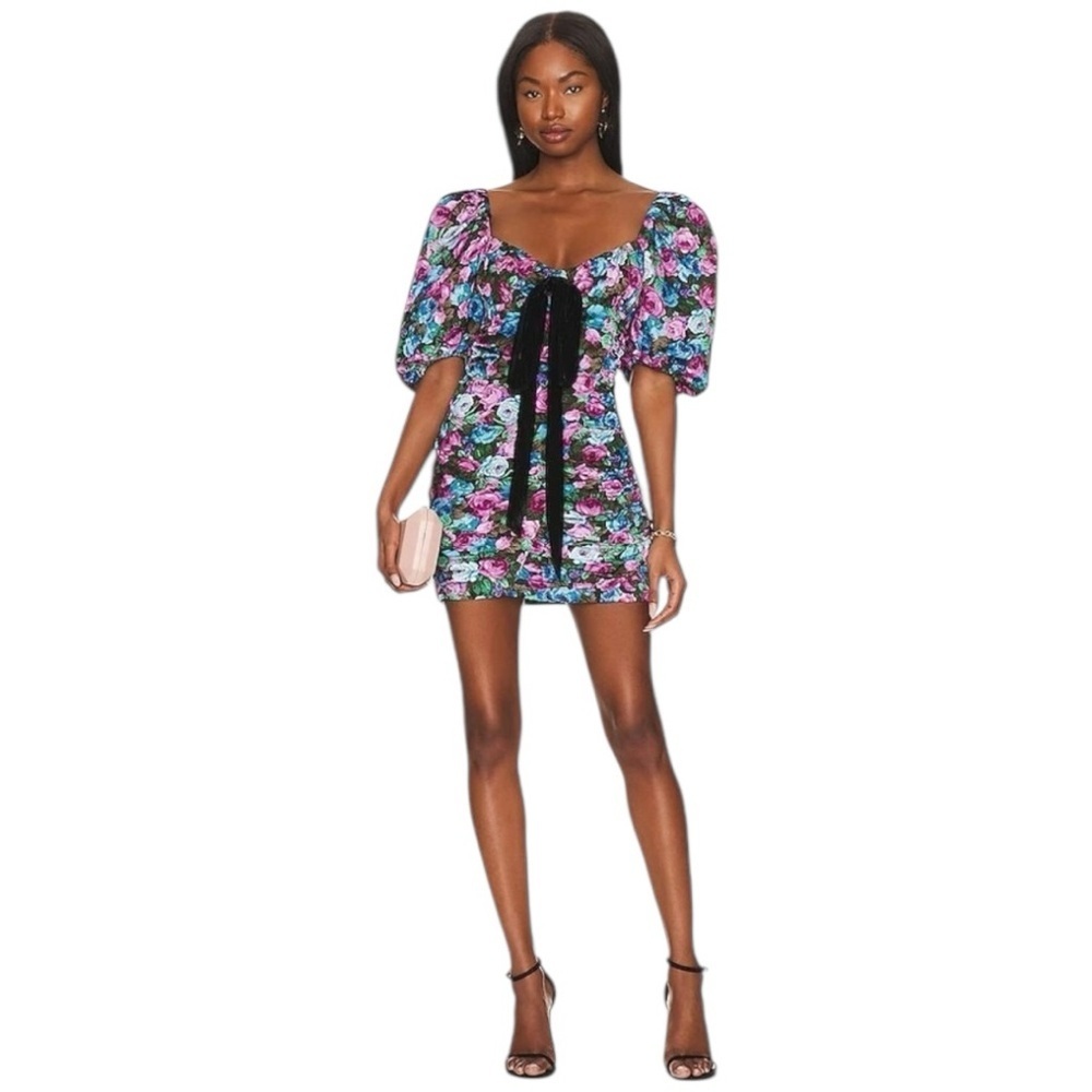 NWT For Love & Lemons Marley Mini Dress in Blue Floral Size Small